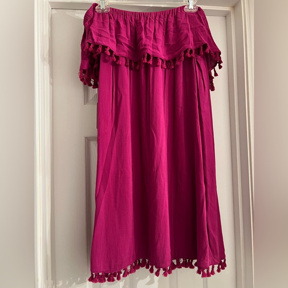 1.State Size Large Purple Off the Shoulder Tassel dress